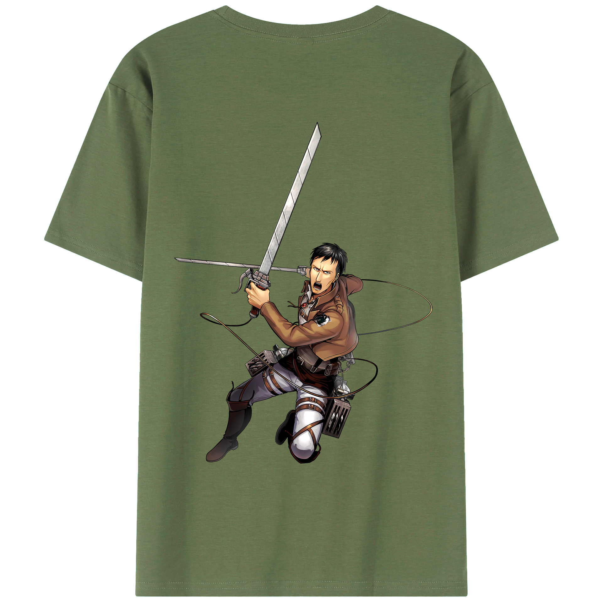 （画像用） 進撃の巨人 Attack on Titan 綿100％ メンズ半袖Tシャツ（バックプリント） 通気性
